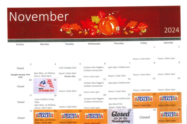 November Calendar and Newsletter